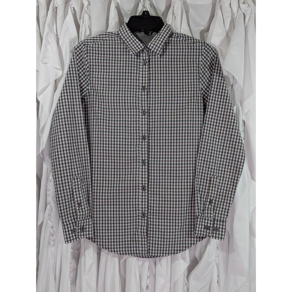 Chef Works Urban Gingham Button Down Shirt - Women's XS - Brown/Gray/White